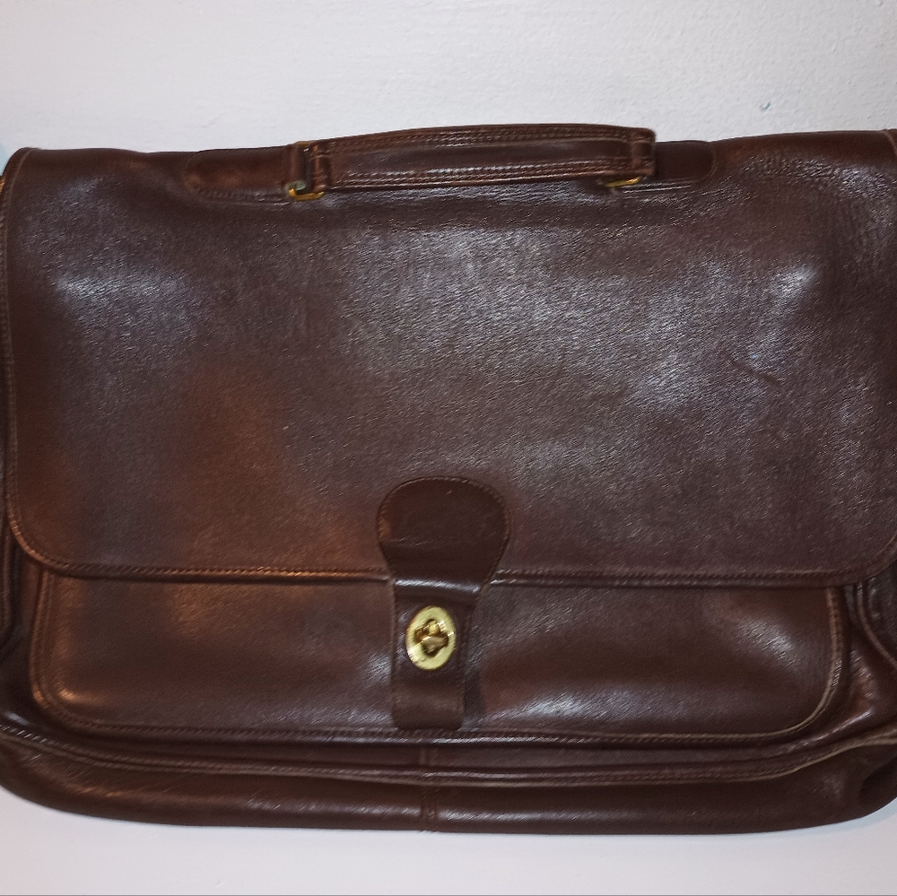 Mens Coach Vintage Messenger Lap Top Bag Brown Leather